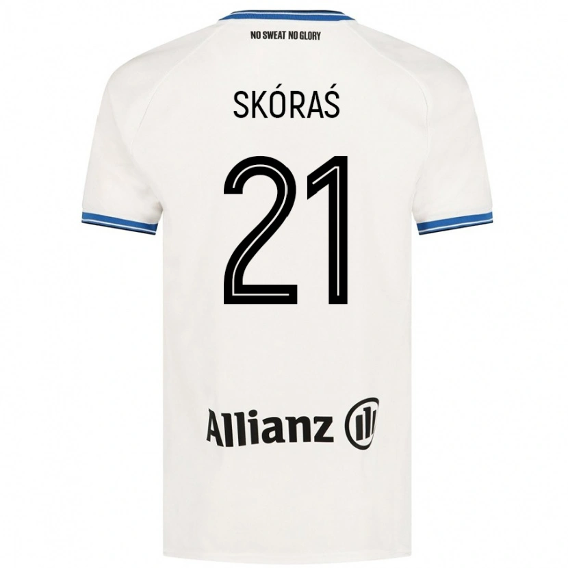 Danxen Mænd Michal Skoras #21 Hvid Udebane Spillertrøjer 2024/25 Trøje T-Shirt