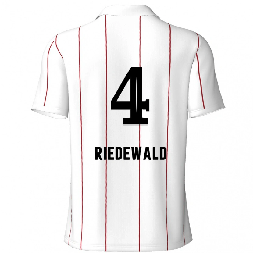 Danxen Mænd Jairo Riedewald #4 Hvid Sort Udebane Spillertrøjer 2024/25 Trøje T-Shirt