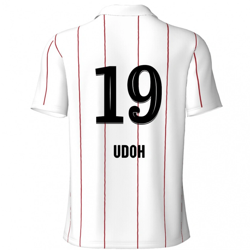 Danxen Mænd Victor Udoh #19 Hvid Sort Udebane Spillertrøjer 2024/25 Trøje T-Shirt