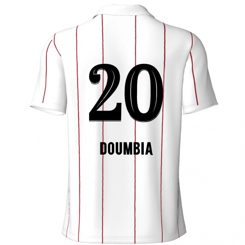 Danxen Mænd Mahamadou Doumbia #20 Hvid Sort Udebane Spillertrøjer 2024/25 Trøje T-Shirt