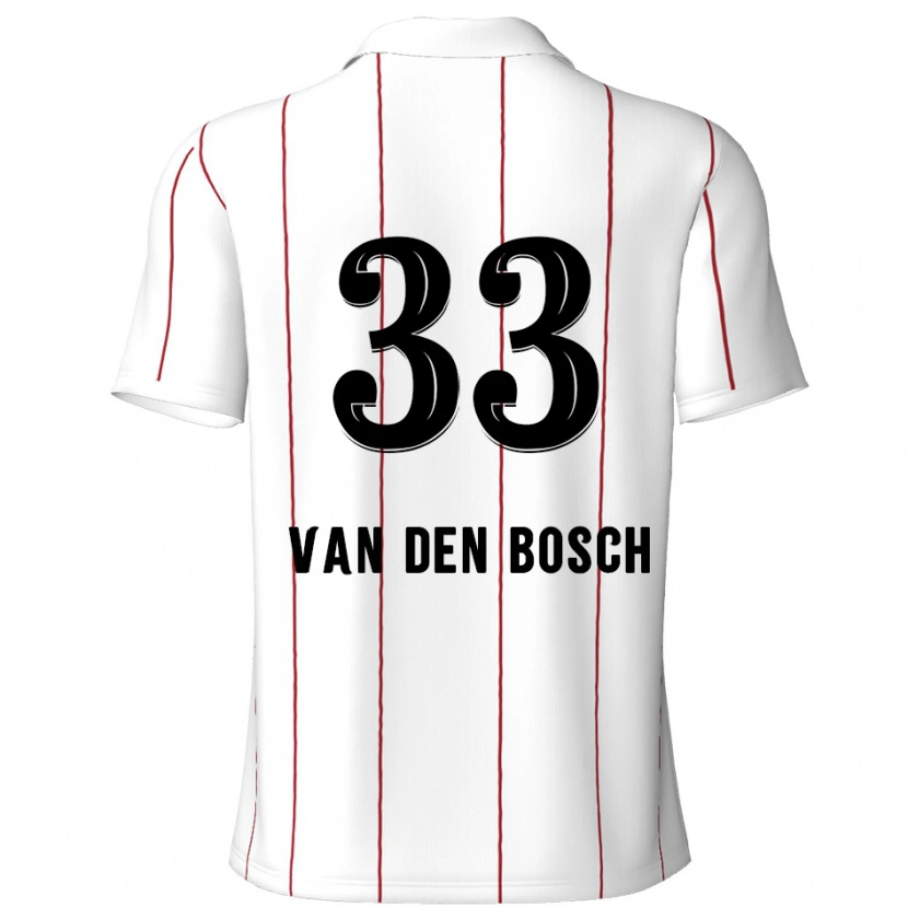 Danxen Mænd Zeno Van Den Bosch #33 Hvid Sort Udebane Spillertrøjer 2024/25 Trøje T-Shirt