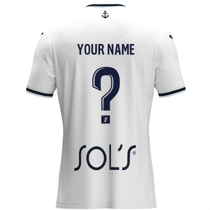 Danxen Mænd Dit Navn #0 Hvid Mørkeblå Udebane Spillertrøjer 2024/25 Trøje T-Shirt