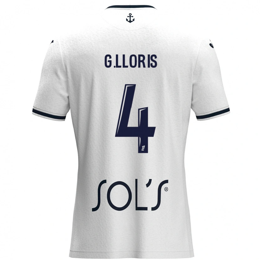 Danxen Mænd Gautier Lloris #4 Hvid Mørkeblå Udebane Spillertrøjer 2024/25 Trøje T-Shirt