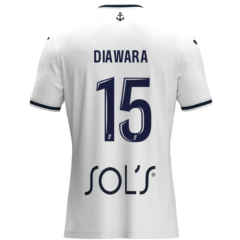 Danxen Mænd Kandet Diawara #15 Hvid Mørkeblå Udebane Spillertrøjer 2024/25 Trøje T-Shirt