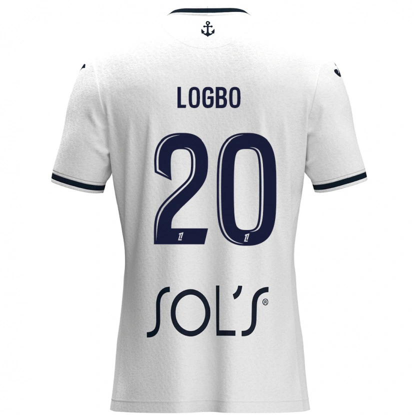 Danxen Mænd Andy Logbo #20 Hvid Mørkeblå Udebane Spillertrøjer 2024/25 Trøje T-Shirt