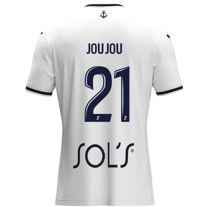 Danxen Mænd Antoine Joujou #21 Hvid Mørkeblå Udebane Spillertrøjer 2024/25 Trøje T-Shirt