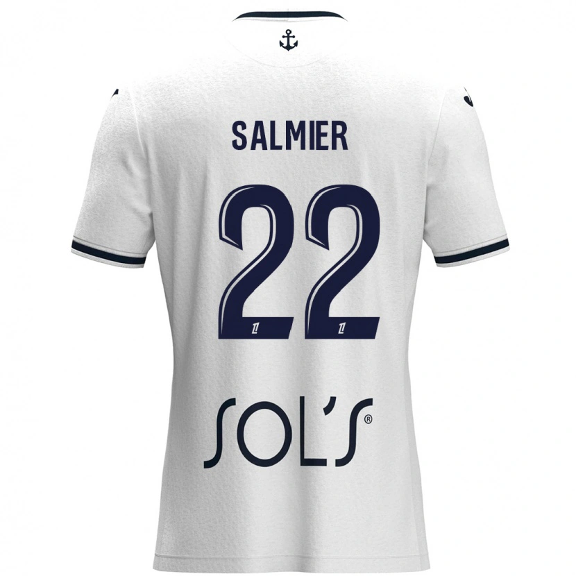 Danxen Mænd Yoann Salmier #22 Hvid Mørkeblå Udebane Spillertrøjer 2024/25 Trøje T-Shirt