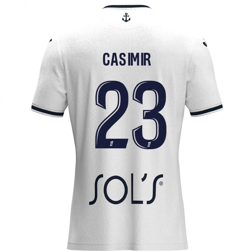 Danxen Mænd Josué Casimir #23 Hvid Mørkeblå Udebane Spillertrøjer 2024/25 Trøje T-Shirt