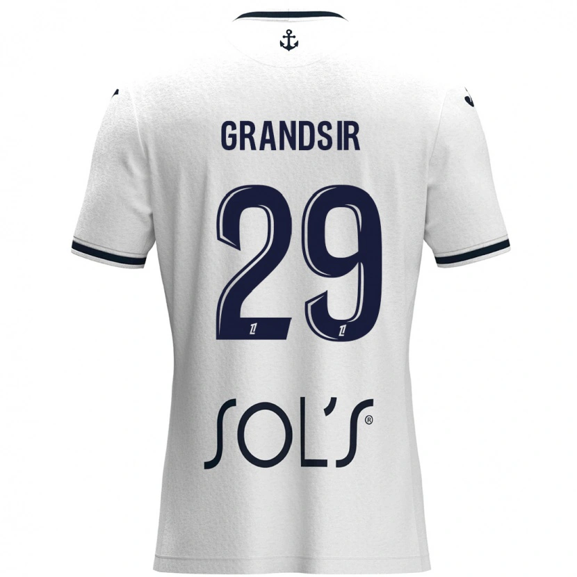 Danxen Mænd Samuel Grandsir #29 Hvid Mørkeblå Udebane Spillertrøjer 2024/25 Trøje T-Shirt