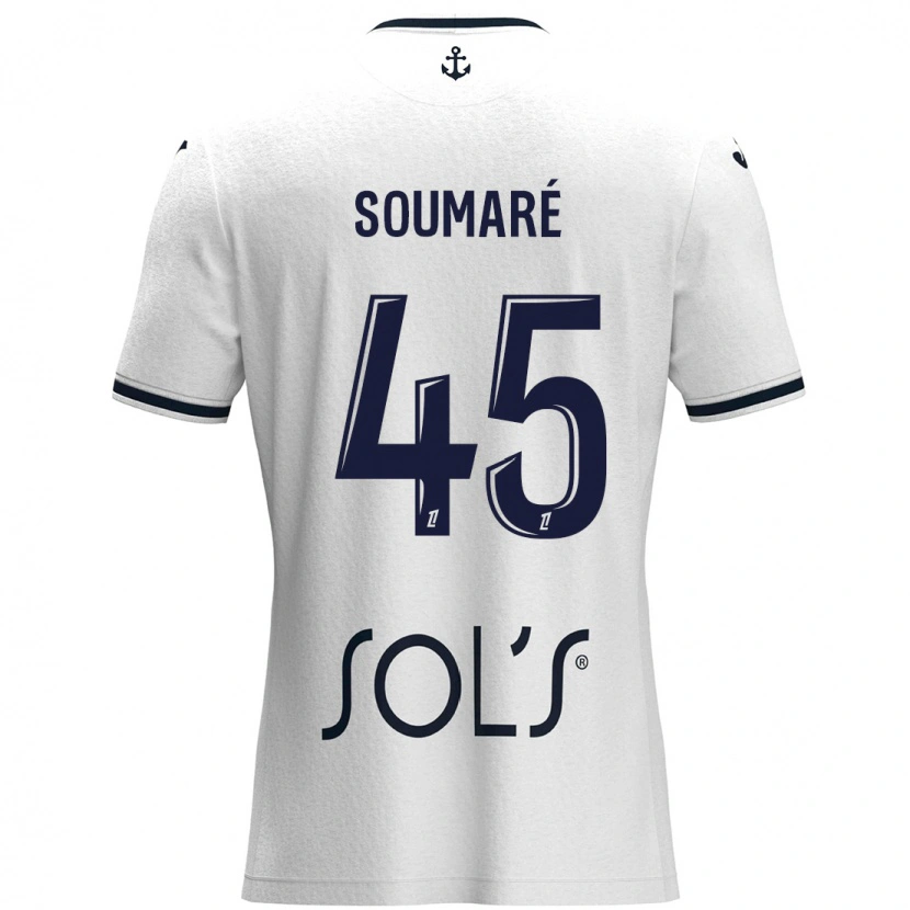 Danxen Mænd Issa Soumaré #45 Hvid Mørkeblå Udebane Spillertrøjer 2024/25 Trøje T-Shirt