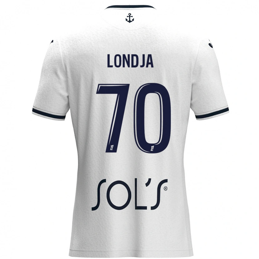 Danxen Mænd Ruben Londja #70 Hvid Mørkeblå Udebane Spillertrøjer 2024/25 Trøje T-Shirt
