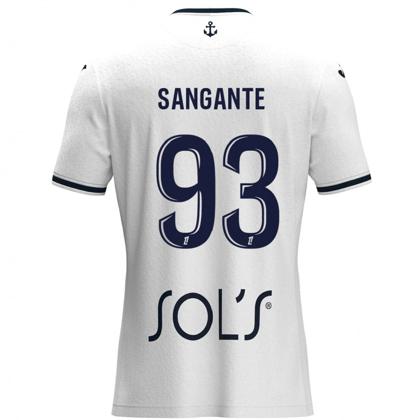 Danxen Mænd Arouna Sangante #93 Hvid Mørkeblå Udebane Spillertrøjer 2024/25 Trøje T-Shirt