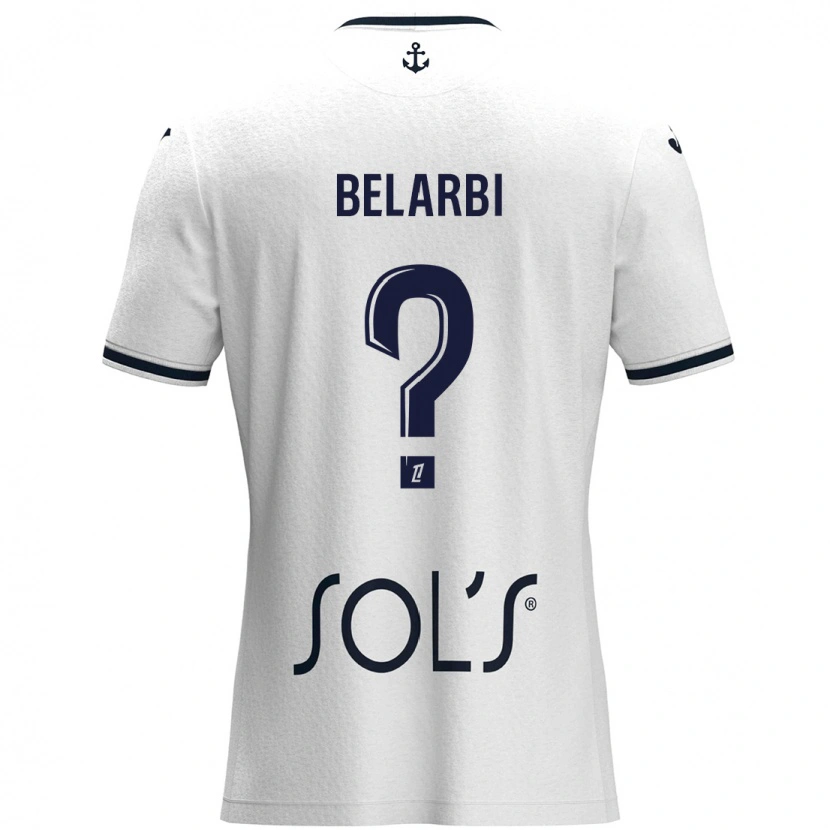 Danxen Mænd Sohaib Belarbi #0 Hvid Mørkeblå Udebane Spillertrøjer 2024/25 Trøje T-Shirt