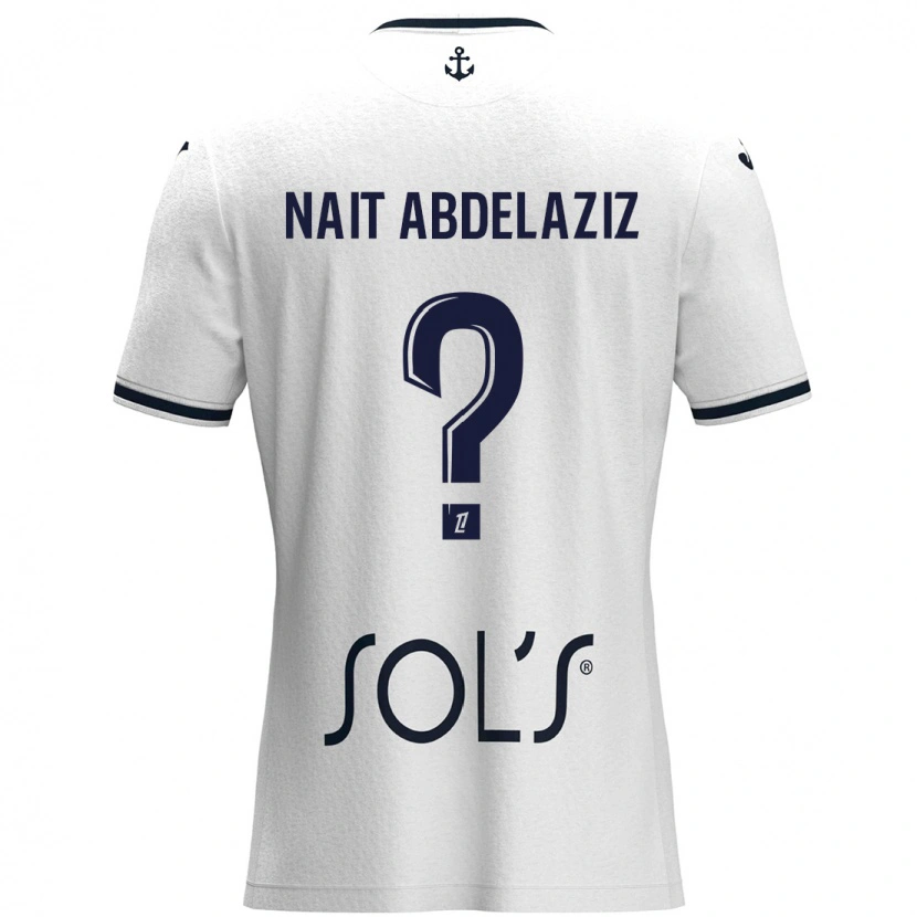 Danxen Mænd Elias Naït Abdelaziz #0 Hvid Mørkeblå Udebane Spillertrøjer 2024/25 Trøje T-Shirt