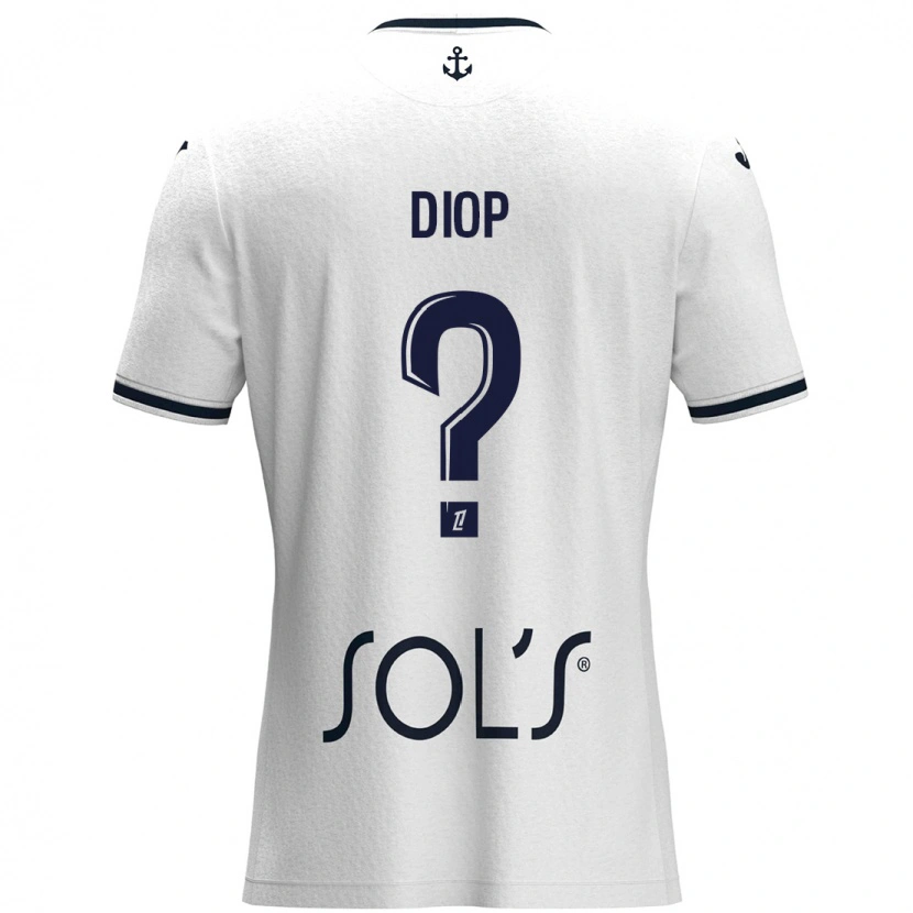 Danxen Mænd Doro Diop #0 Hvid Mørkeblå Udebane Spillertrøjer 2024/25 Trøje T-Shirt