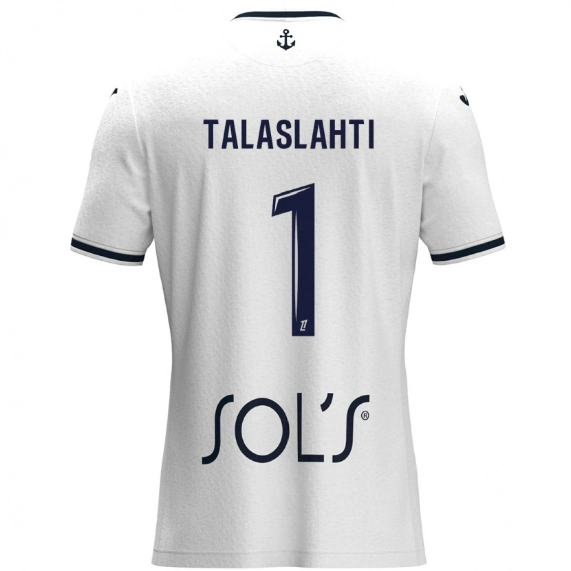 Danxen Mænd Katriina Talaslahti #1 Hvid Mørkeblå Udebane Spillertrøjer 2024/25 Trøje T-Shirt