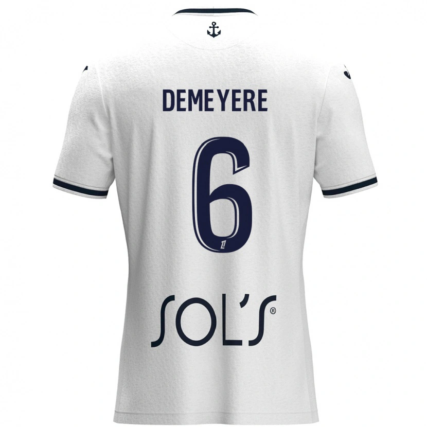 Danxen Mænd Silke Demeyere #6 Hvid Mørkeblå Udebane Spillertrøjer 2024/25 Trøje T-Shirt
