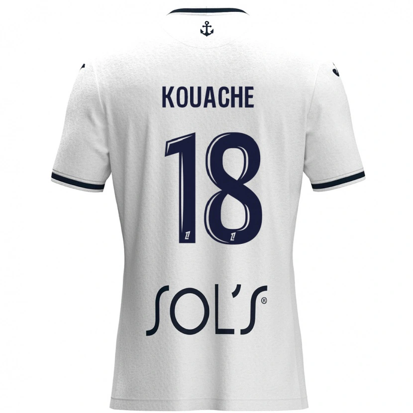 Danxen Mænd Éva Kouache #18 Hvid Mørkeblå Udebane Spillertrøjer 2024/25 Trøje T-Shirt