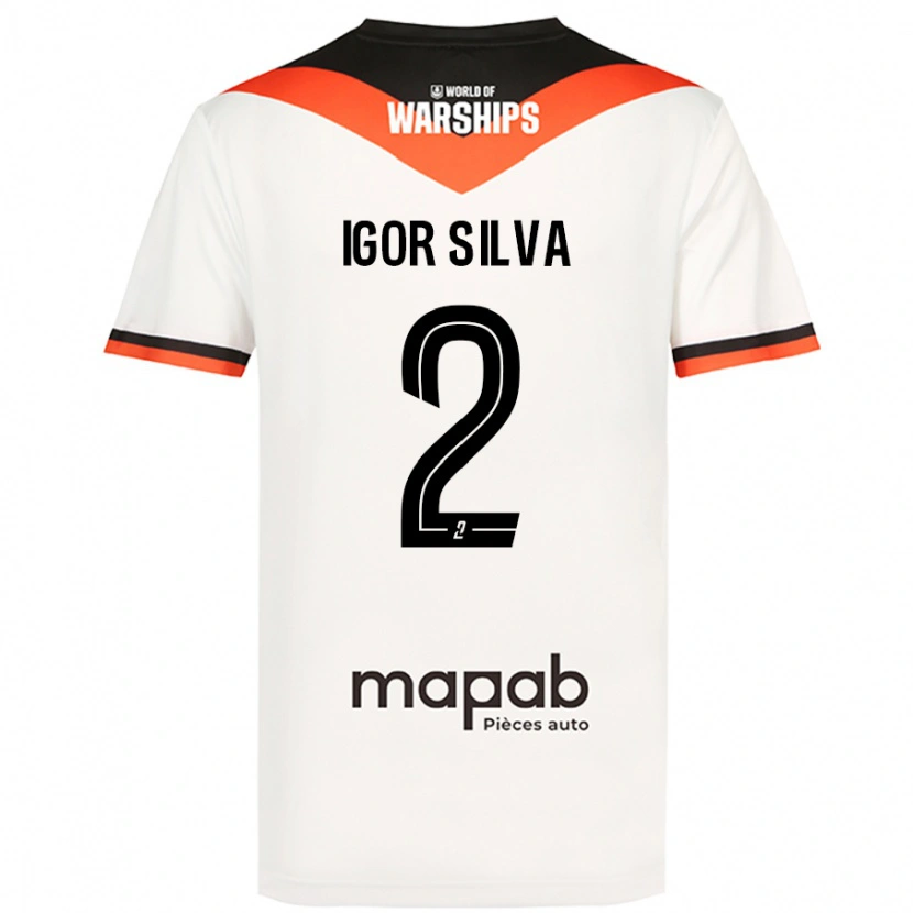 Danxen Mænd Igor Silva #2 Hvid Udebane Spillertrøjer 2024/25 Trøje T-Shirt