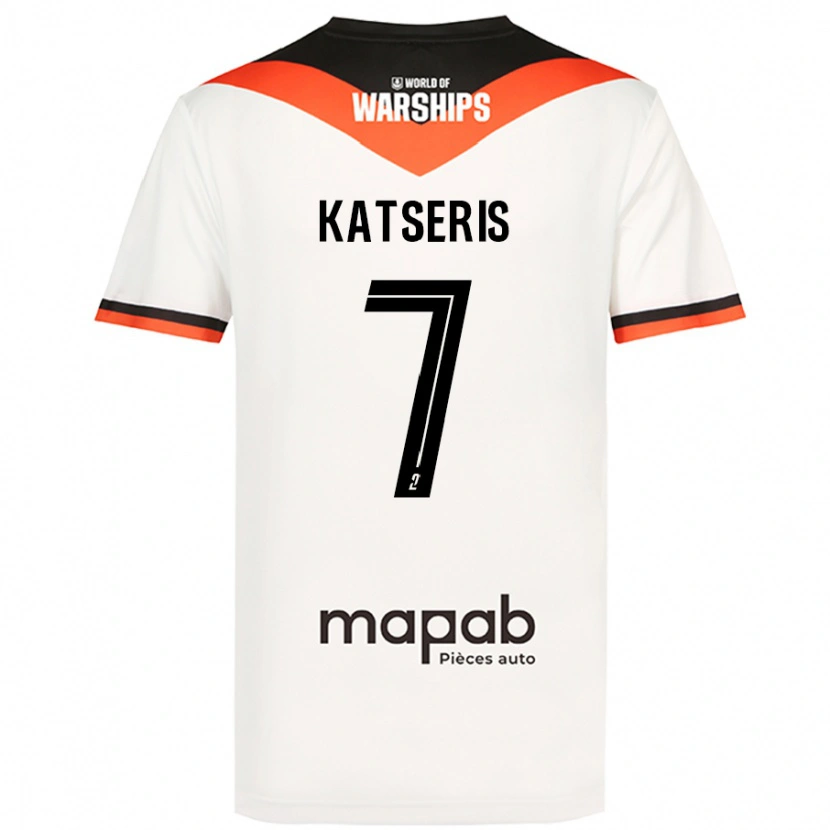 Danxen Mænd Panos Katseris #7 Hvid Udebane Spillertrøjer 2024/25 Trøje T-Shirt