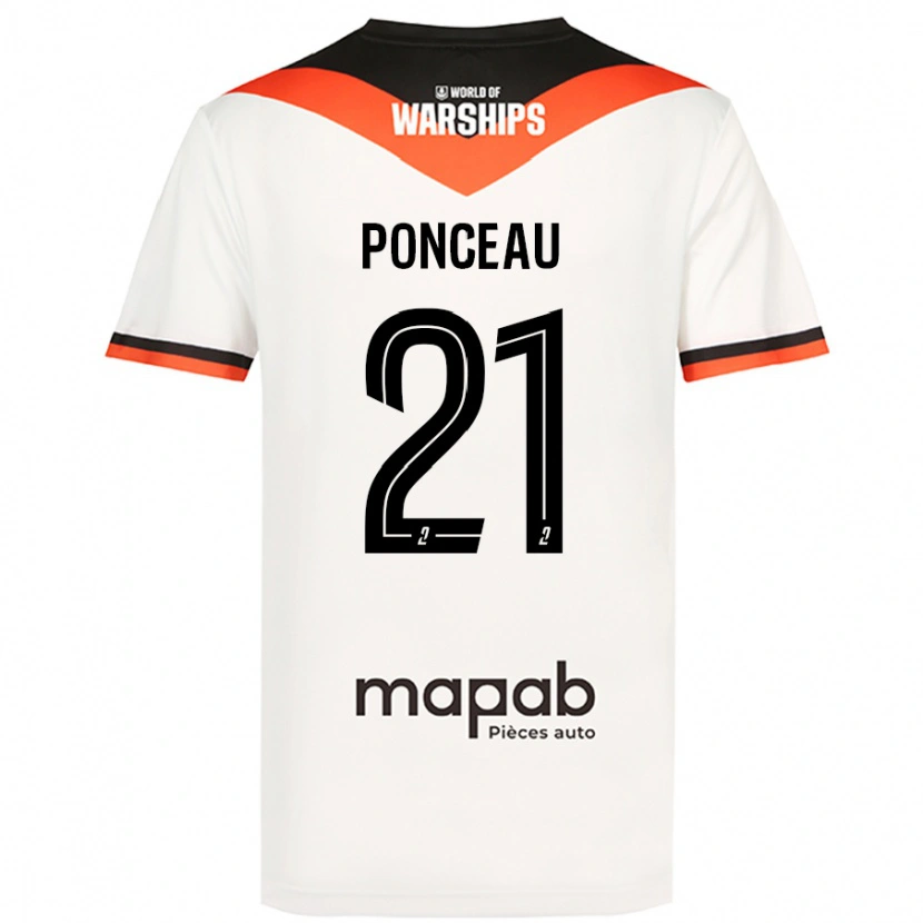 Danxen Mænd Julien Ponceau #21 Hvid Udebane Spillertrøjer 2024/25 Trøje T-Shirt