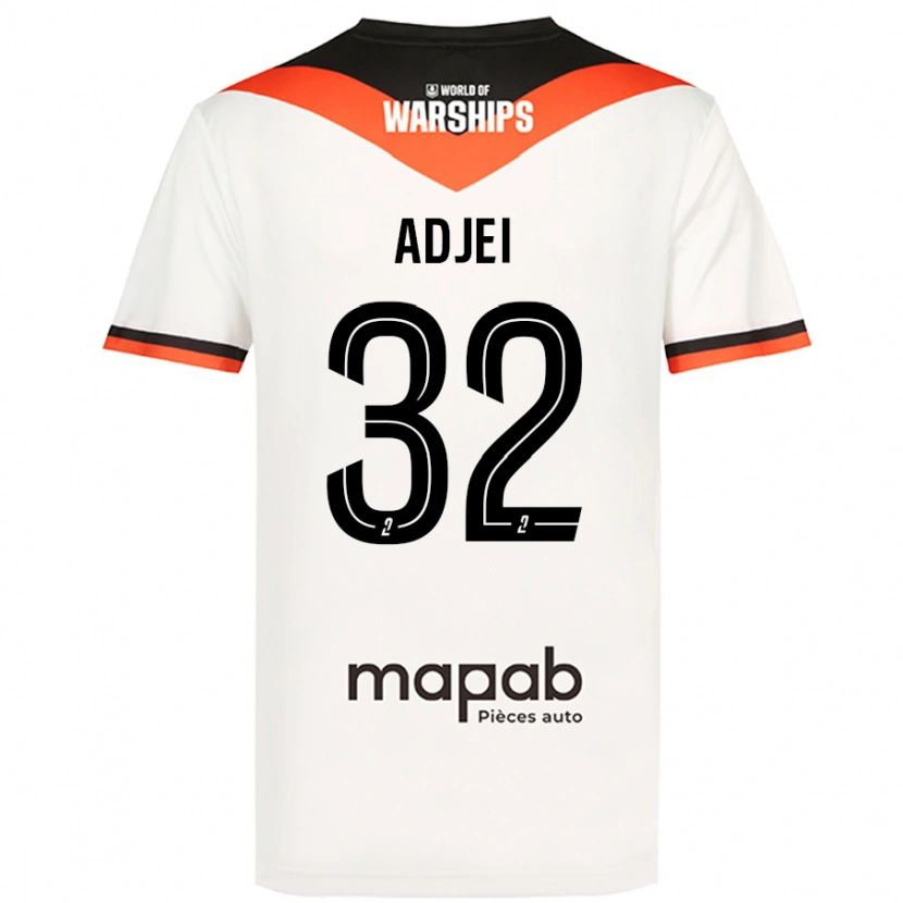 Danxen Mænd Nathaniel Adjei #32 Hvid Udebane Spillertrøjer 2024/25 Trøje T-Shirt