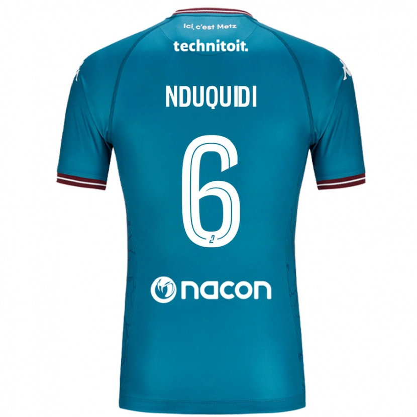 Danxen Mænd Joseph Nduquidi #6 Bleu Benzin Udebane Spillertrøjer 2024/25 Trøje T-Shirt