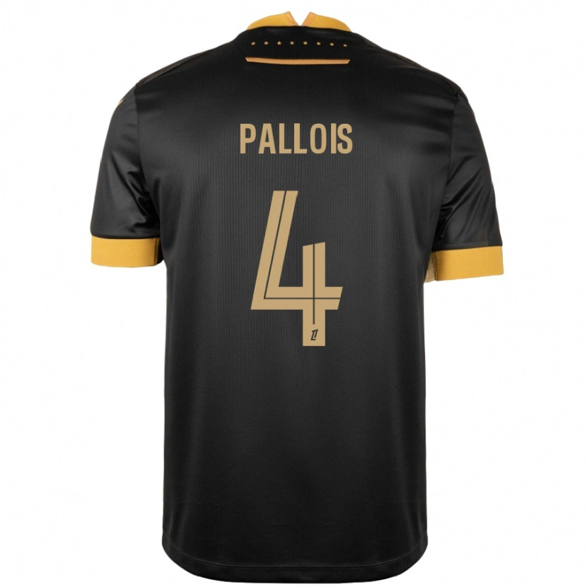 Danxen Mænd Nicolas Pallois #4 Sort Brun Udebane Spillertrøjer 2024/25 Trøje T-Shirt