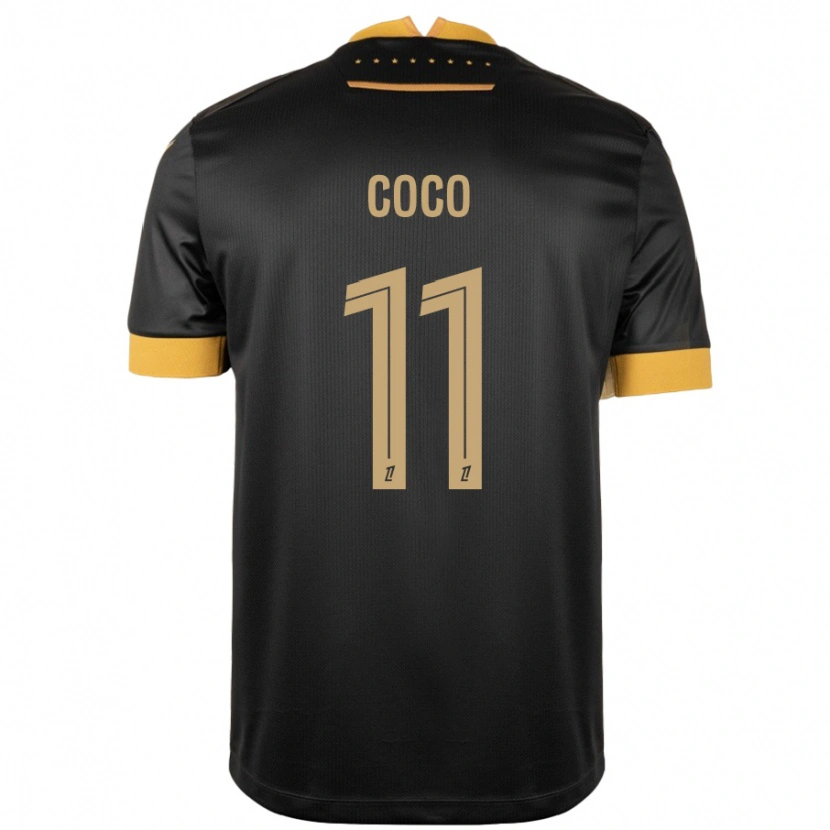 Danxen Mænd Marcus Coco #11 Sort Brun Udebane Spillertrøjer 2024/25 Trøje T-Shirt