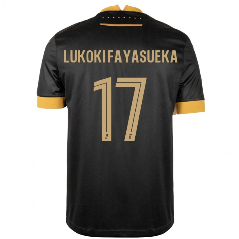 Danxen Mænd Kévin Lukoki Fayasueka #17 Sort Brun Udebane Spillertrøjer 2024/25 Trøje T-Shirt