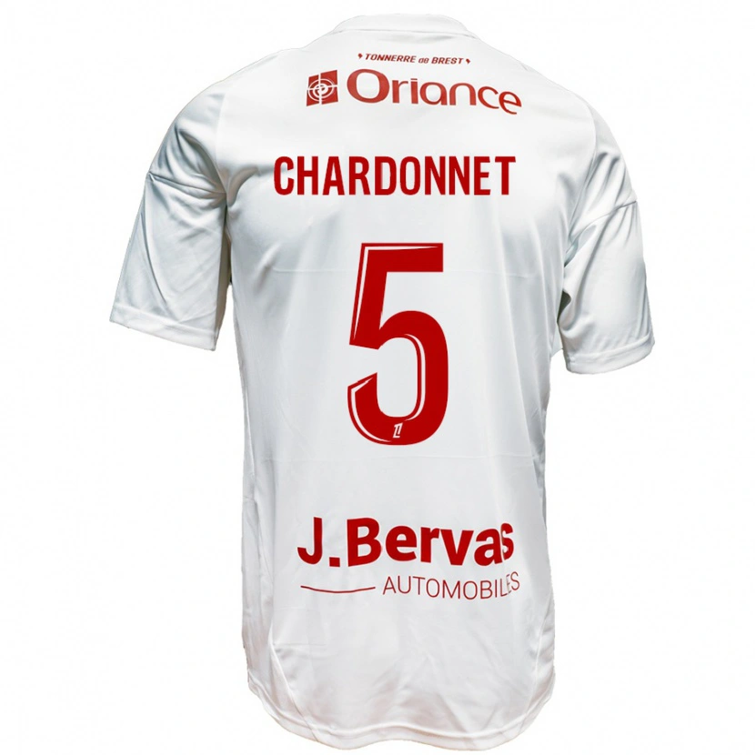 Danxen Mænd Brendan Chardonnet #5 Hvid Rød Udebane Spillertrøjer 2024/25 Trøje T-Shirt
