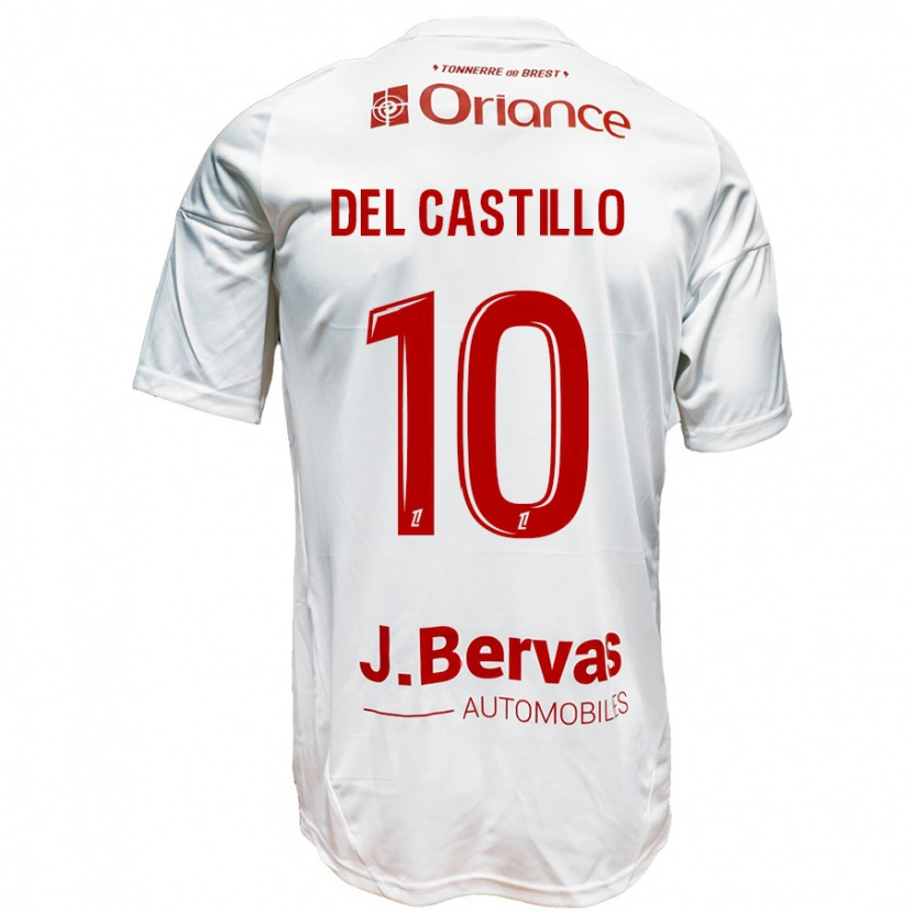 Danxen Mænd Romain Del Castillo #10 Hvid Rød Udebane Spillertrøjer 2024/25 Trøje T-Shirt