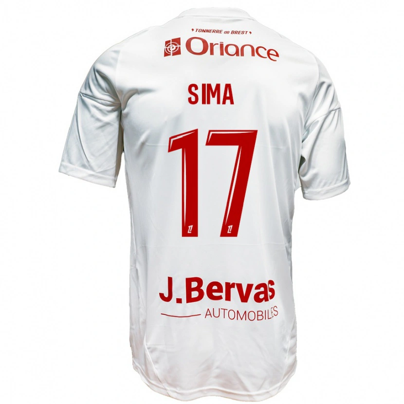 Danxen Mænd Abdallah Sima #17 Hvid Rød Udebane Spillertrøjer 2024/25 Trøje T-Shirt