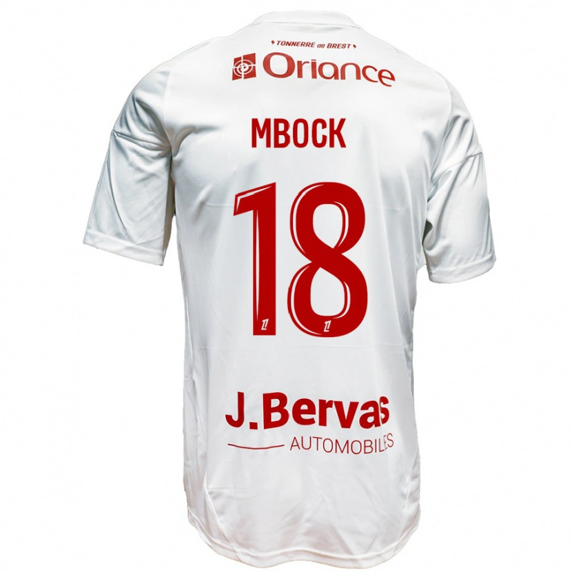 Danxen Mænd Hianga'a Mbock #18 Hvid Rød Udebane Spillertrøjer 2024/25 Trøje T-Shirt