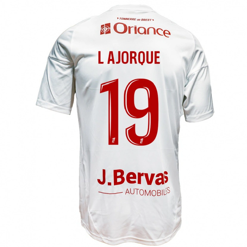 Danxen Mænd Ludovic Ajorque #19 Hvid Rød Udebane Spillertrøjer 2024/25 Trøje T-Shirt