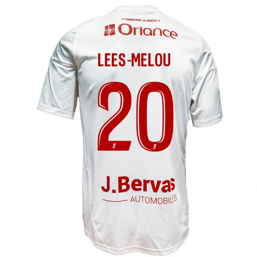 Danxen Mænd Pierre Lees-Melou #20 Hvid Rød Udebane Spillertrøjer 2024/25 Trøje T-Shirt