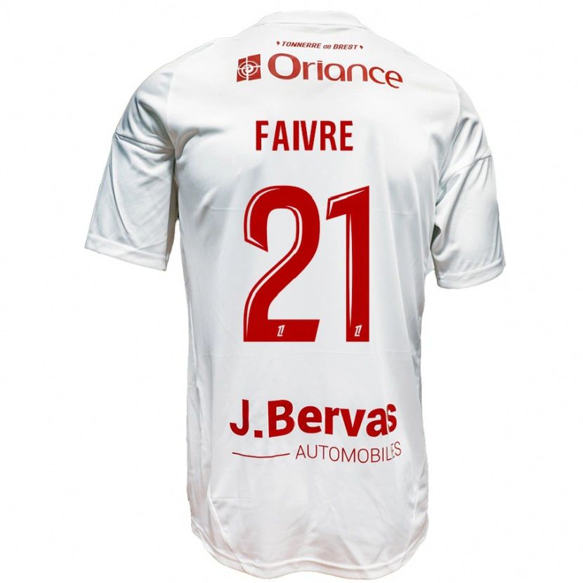 Danxen Mænd Romain Faivre #21 Hvid Rød Udebane Spillertrøjer 2024/25 Trøje T-Shirt