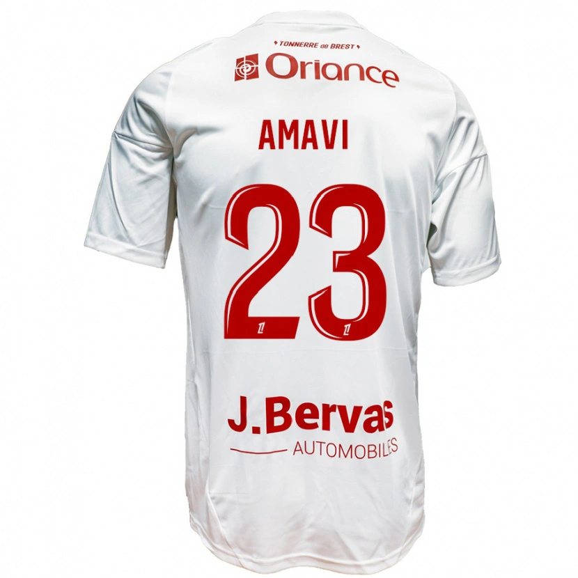 Danxen Mænd Jordan Amavi #23 Hvid Rød Udebane Spillertrøjer 2024/25 Trøje T-Shirt