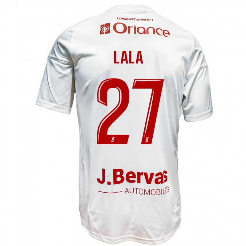 Danxen Mænd Kenny Lala #27 Hvid Rød Udebane Spillertrøjer 2024/25 Trøje T-Shirt