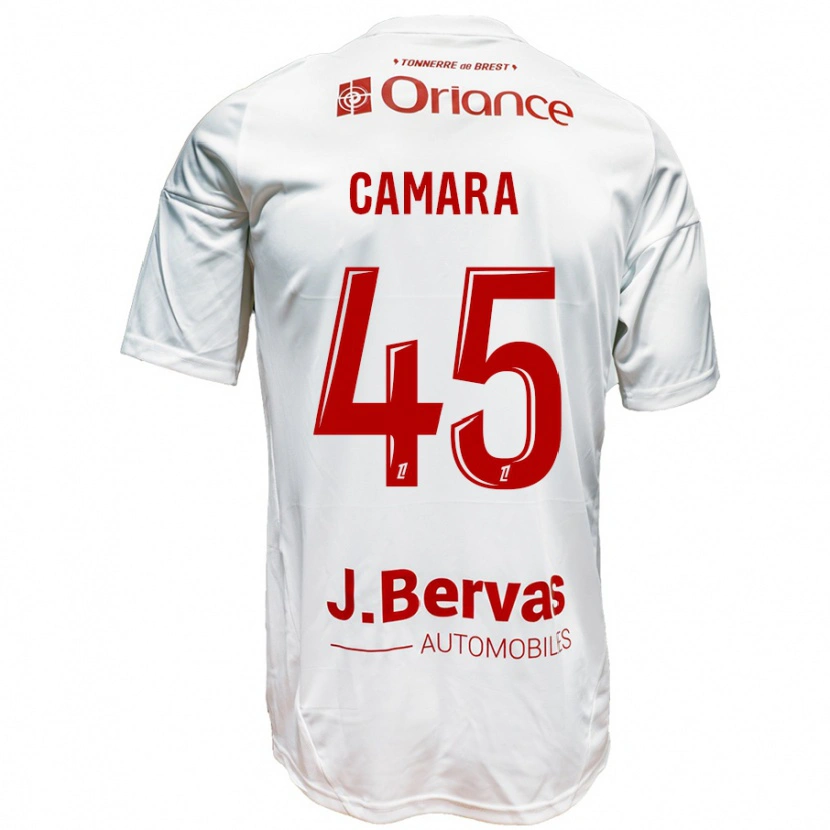 Danxen Mænd Mahdi Camara #45 Hvid Rød Udebane Spillertrøjer 2024/25 Trøje T-Shirt