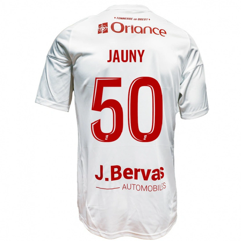 Danxen Mænd Noah Jauny #50 Hvid Rød Udebane Spillertrøjer 2024/25 Trøje T-Shirt