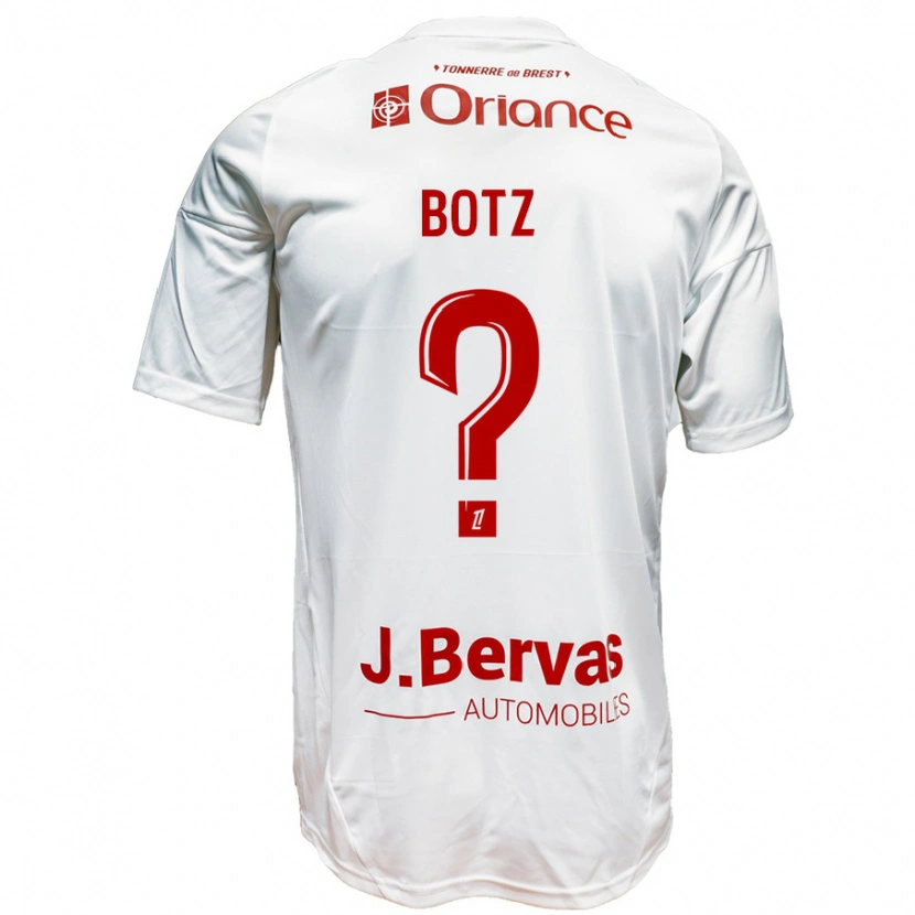 Danxen Mænd Léo Botz #0 Hvid Rød Udebane Spillertrøjer 2024/25 Trøje T-Shirt