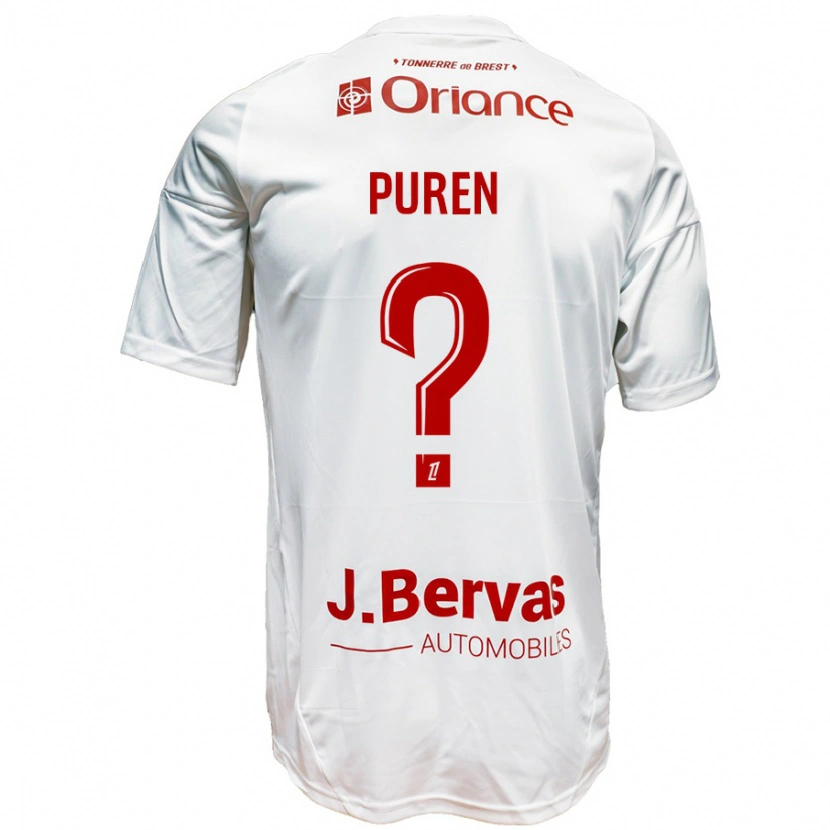 Danxen Mænd Matthieu Puren #0 Hvid Rød Udebane Spillertrøjer 2024/25 Trøje T-Shirt