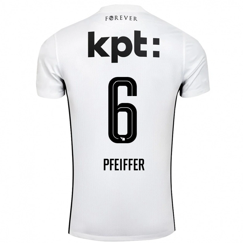 Danxen Mænd Patric Pfeiffer #6 Hvid Sort Udebane Spillertrøjer 2024/25 Trøje T-Shirt