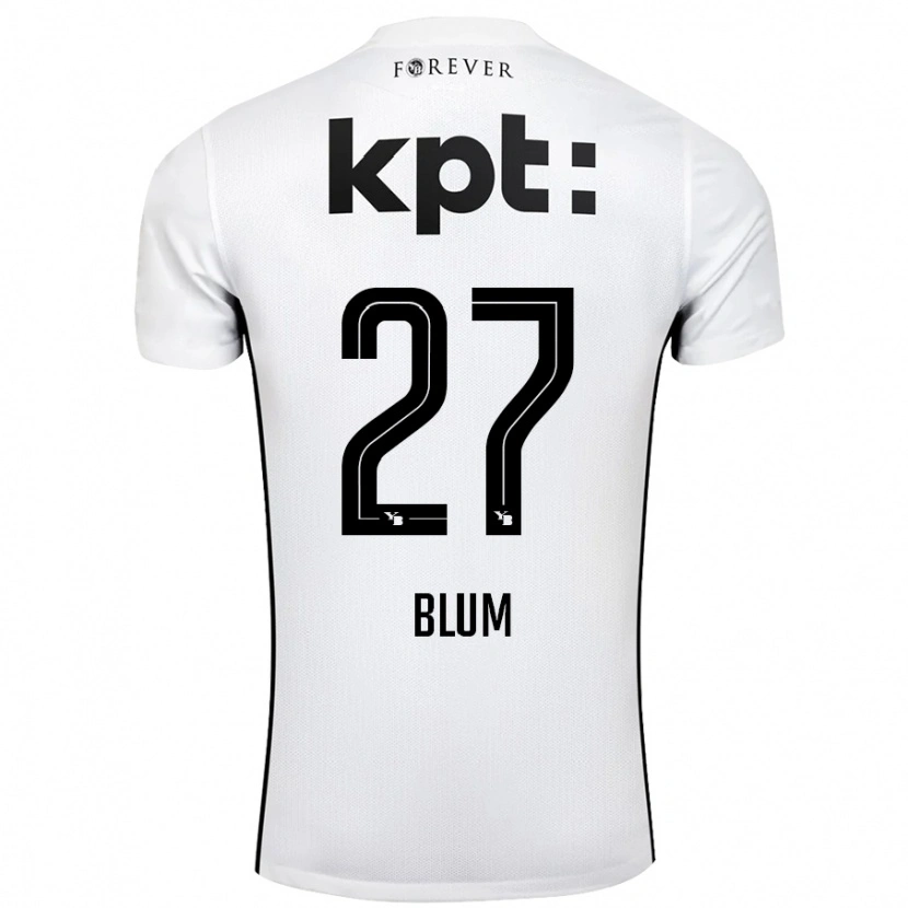 Danxen Mænd Lewin Blum #27 Hvid Sort Udebane Spillertrøjer 2024/25 Trøje T-Shirt