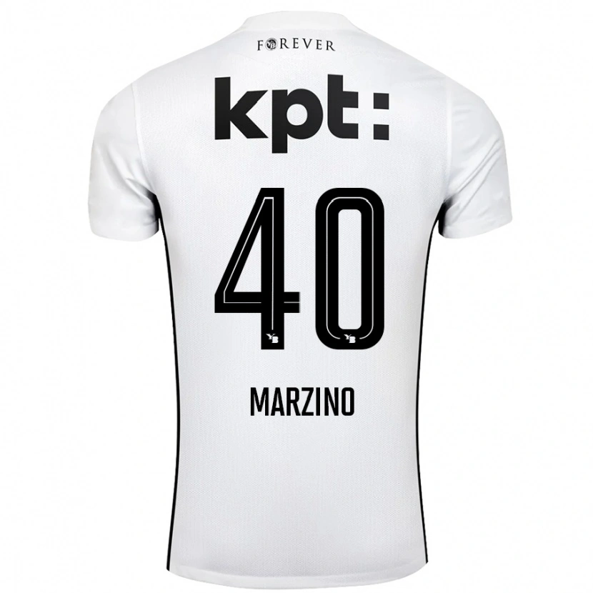 Danxen Mænd Dario Marzino #40 Hvid Sort Udebane Spillertrøjer 2024/25 Trøje T-Shirt