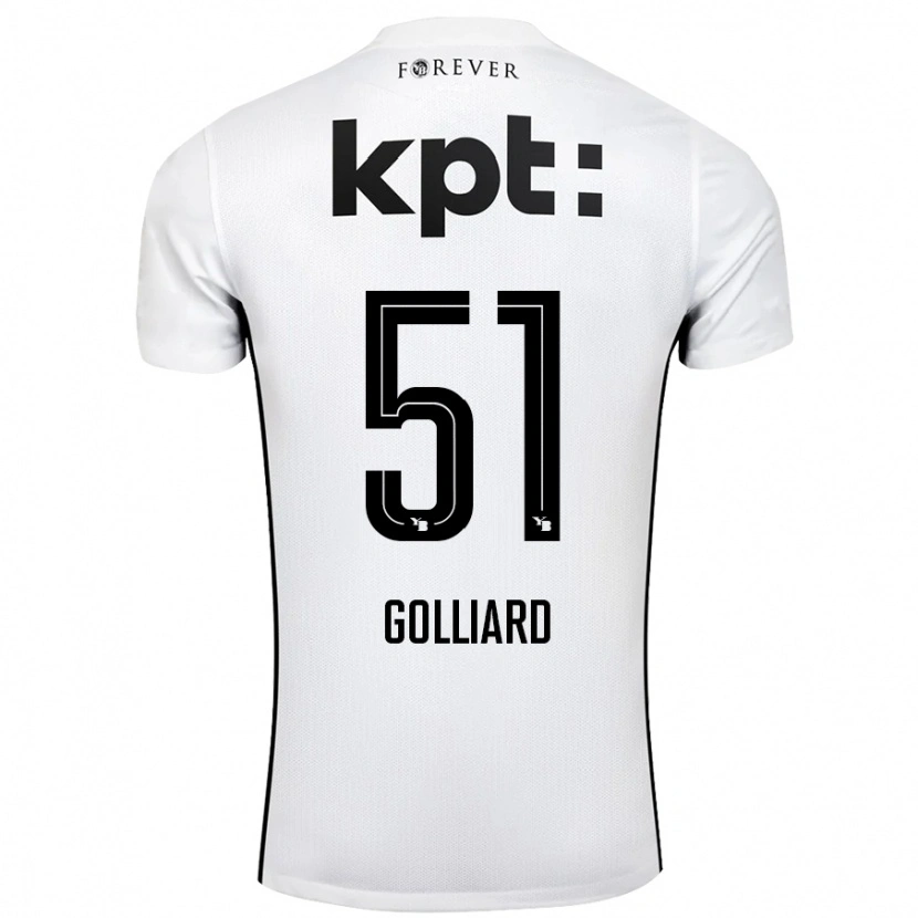 Danxen Mænd Théo Golliard #51 Hvid Sort Udebane Spillertrøjer 2024/25 Trøje T-Shirt