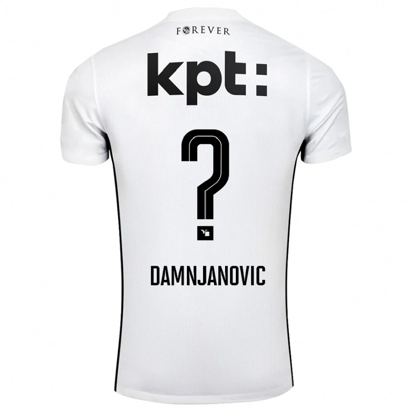 Danxen Mænd Lazar Damnjanovic #0 Hvid Sort Udebane Spillertrøjer 2024/25 Trøje T-Shirt