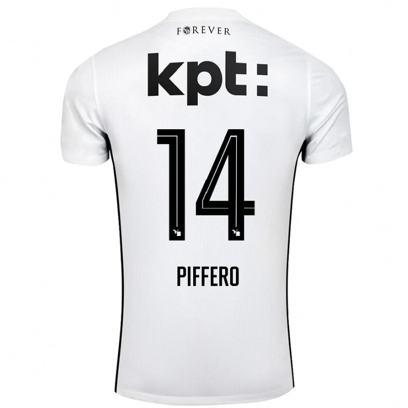 Danxen Mænd David Piffero #14 Hvid Sort Udebane Spillertrøjer 2024/25 Trøje T-Shirt