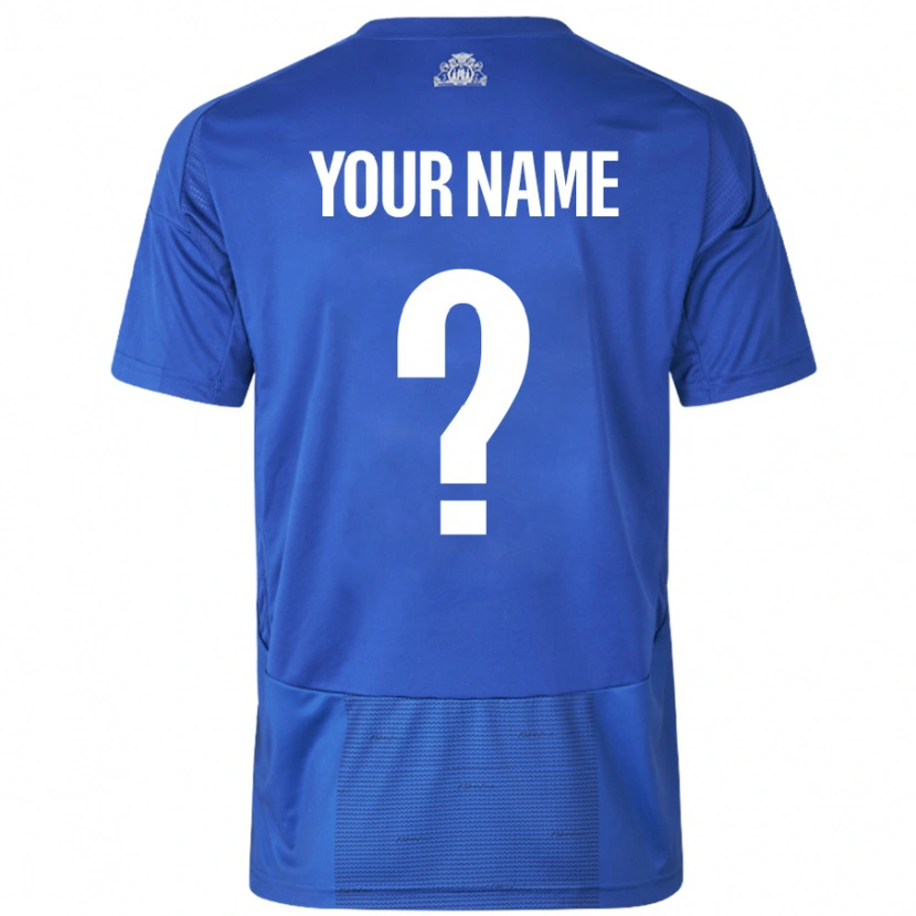 Danxen Mænd Dit Navn #0 Hvid Blå Udebane Spillertrøjer 2024/25 Trøje T-Shirt